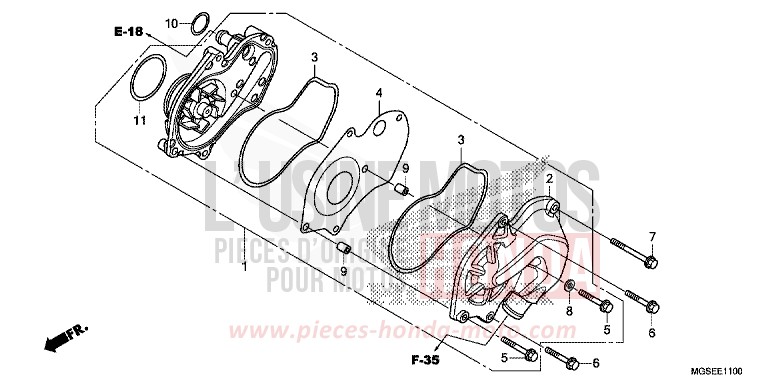 WASSERPUMPE von NC700S Schaltgetriebe SEAL SILVER METALLIC (NHA14) von 2013